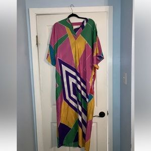 Vintage Oscar de la Renta Swirl Women's Small Muumuu Caftan Stripe Gown